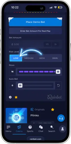 Izbornik za postavljanje razine rizika