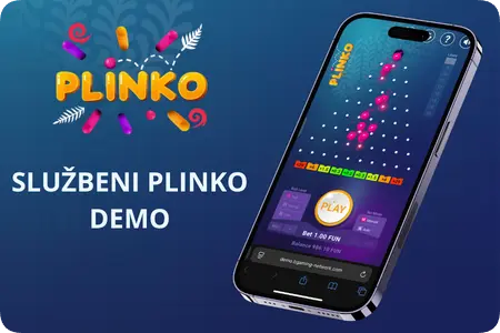Prikaz sučelja Plinko demo verzije s virtualnim kreditima koji jamči igru bez rizika i identičnu mehaniku kao original.